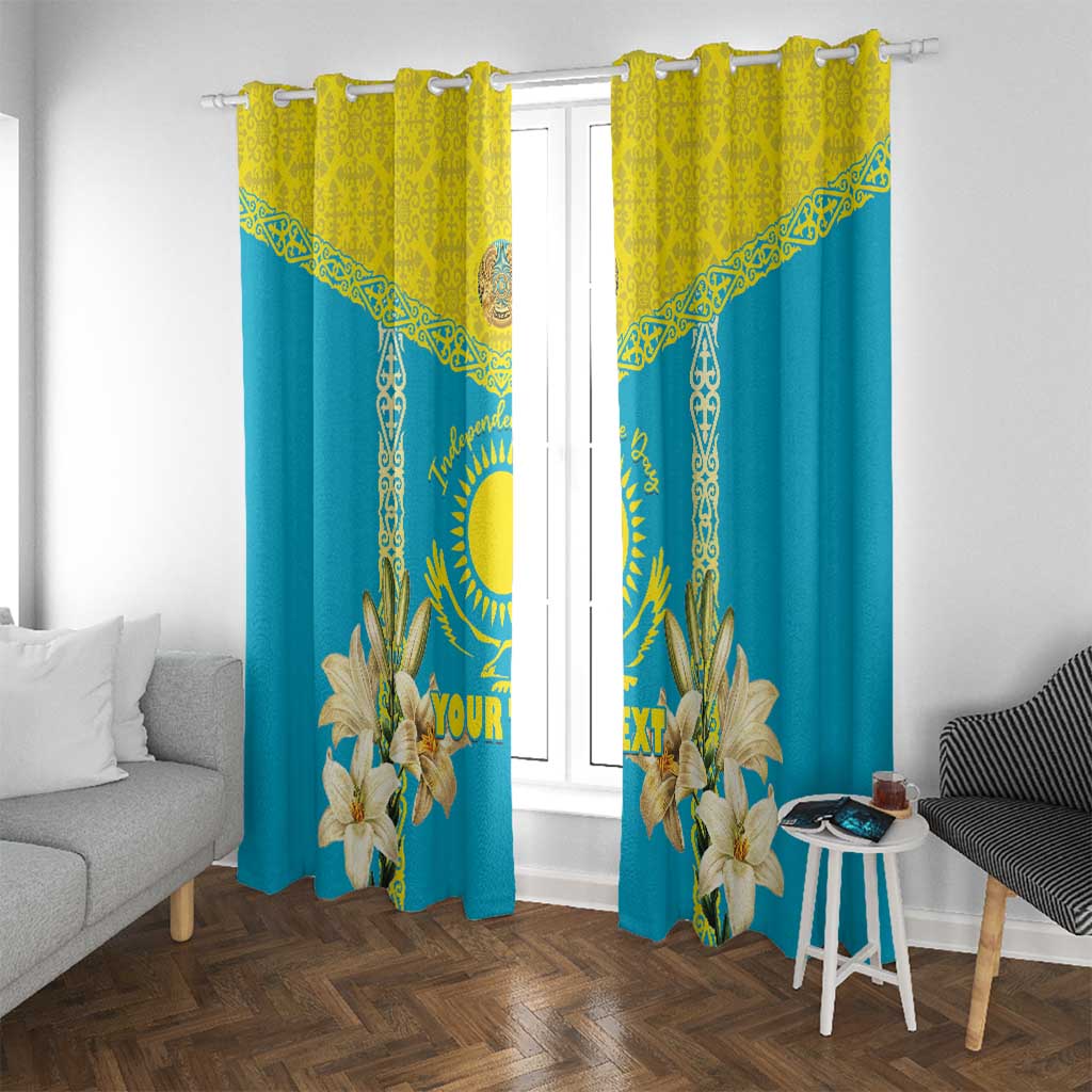 Personalised Kazakhstan Independence Day Window Curtain Lilium Peregrinum - Kazakh Pattern - Wonder Print Shop