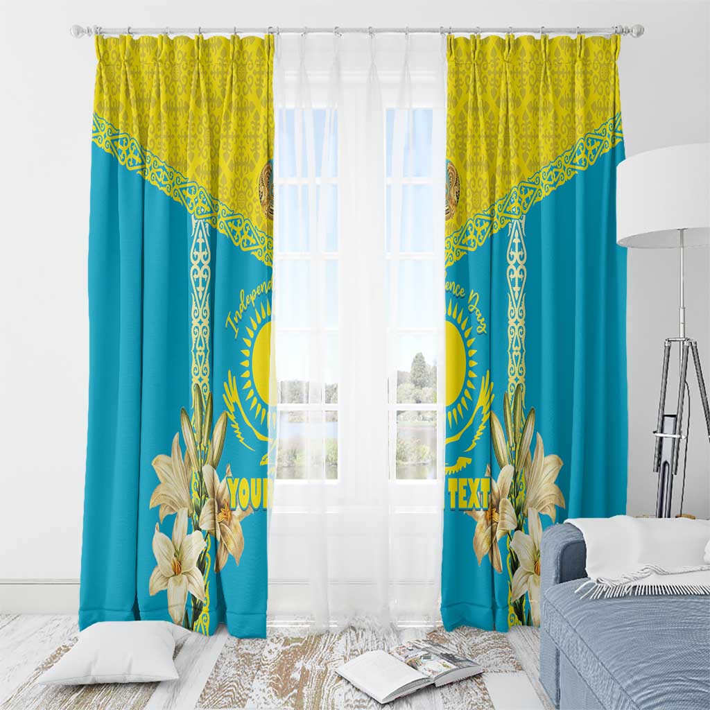 Personalised Kazakhstan Independence Day Window Curtain Lilium Peregrinum - Kazakh Pattern - Wonder Print Shop