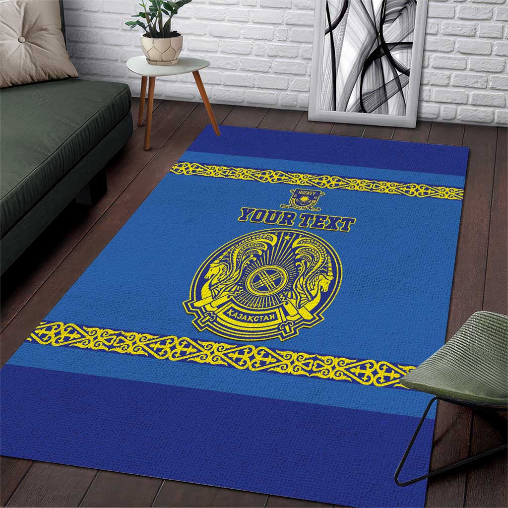 Custom Kazakhstan Hockey Area Rug Go Kazakh - Wonder Print Shop