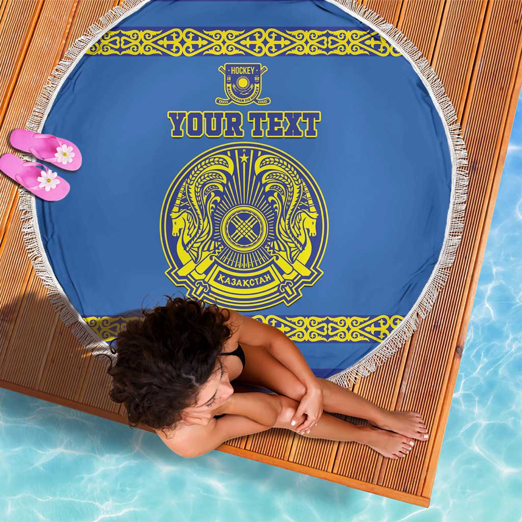 Custom Kazakhstan Hockey Beach Blanket Go Kazakh - Wonder Print Shop