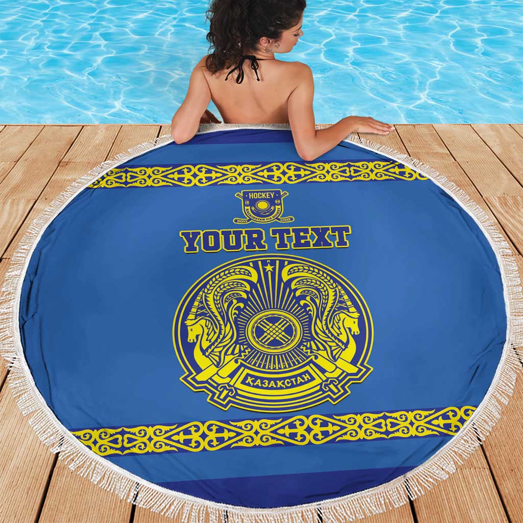 Custom Kazakhstan Hockey Beach Blanket Go Kazakh - Wonder Print Shop