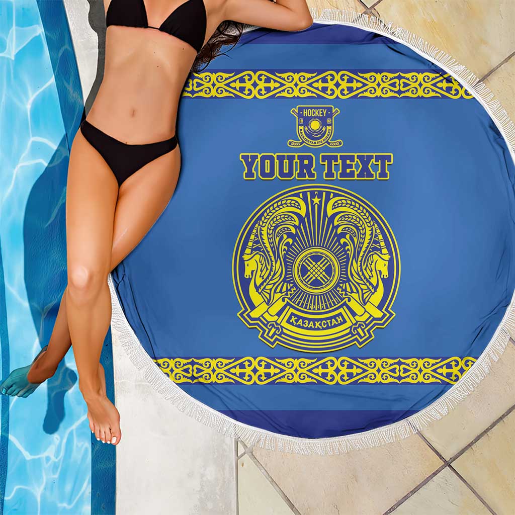 Custom Kazakhstan Hockey Beach Blanket Go Kazakh - Wonder Print Shop