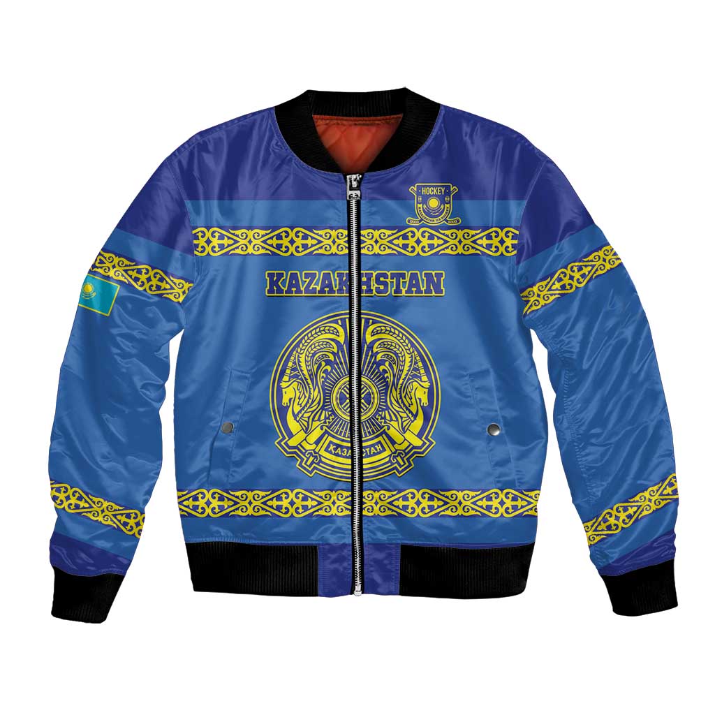 Custom Kazakhstan Hockey Bomber Jacket Go Kazakh - Wonder Print Shop