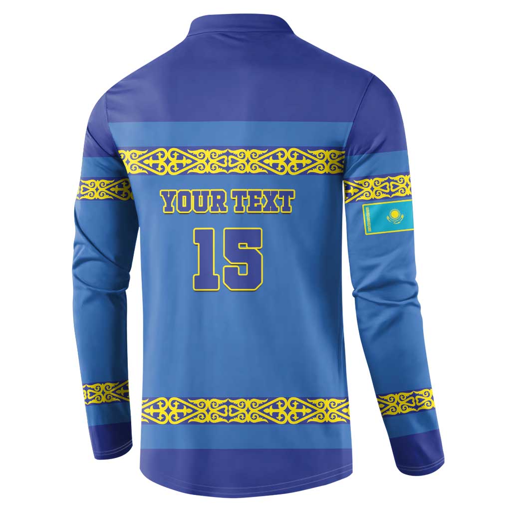 Custom Kazakhstan Hockey Button Sweatshirt Go Kazakh - Wonder Print Shop