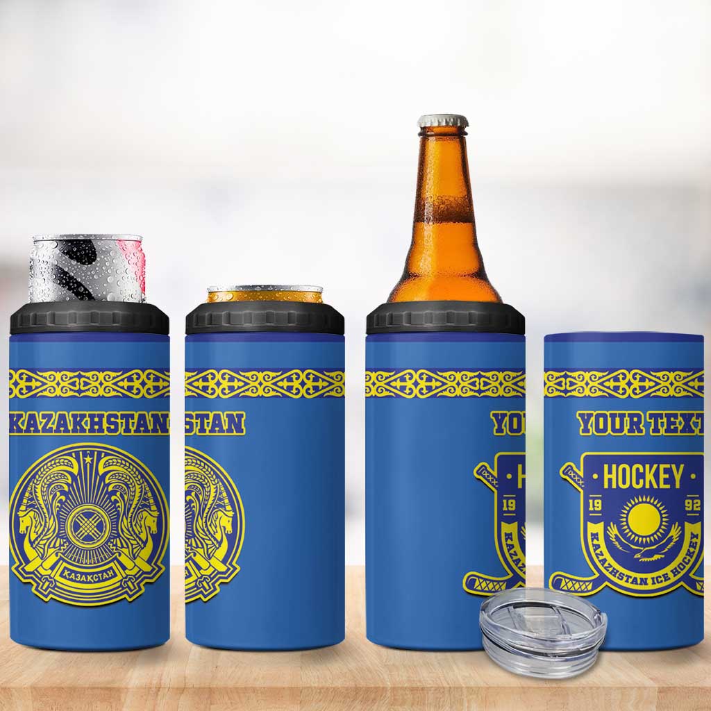 Custom Kazakhstan Hockey 4 in 1 Can Cooler Tumbler Go Kazakh - Wonder Print Shop