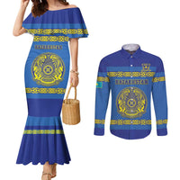 Custom Kazakhstan Hockey Couples Matching Mermaid Dress and Long Sleeve Button Shirt Go Kazakh