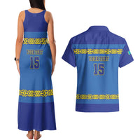 Custom Kazakhstan Hockey Couples Matching Tank Maxi Dress and Hawaiian Shirt Go Kazakh - Wonder Print Shop