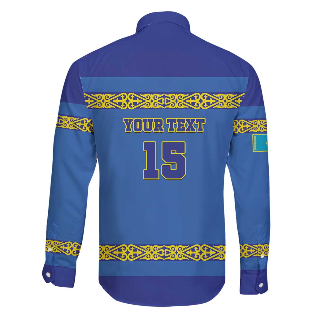 Custom Kazakhstan Hockey Family Matching Long Sleeve Bodycon Dress and Hawaiian Shirt Go Kazakh - Wonder Print Shop