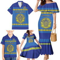 Custom Kazakhstan Hockey Family Matching Mermaid Dress and Hawaiian Shirt Go Kazakh - Wonder Print Shop