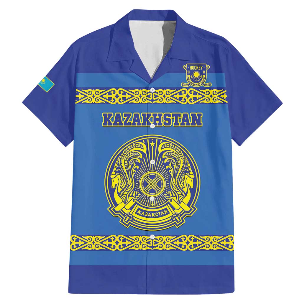 Custom Kazakhstan Hockey Family Matching Mermaid Dress and Hawaiian Shirt Go Kazakh - Wonder Print Shop