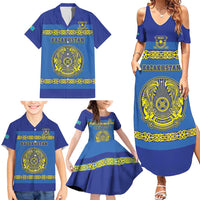 Custom Kazakhstan Hockey Family Matching Summer Maxi Dress and Hawaiian Shirt Go Kazakh - Wonder Print Shop