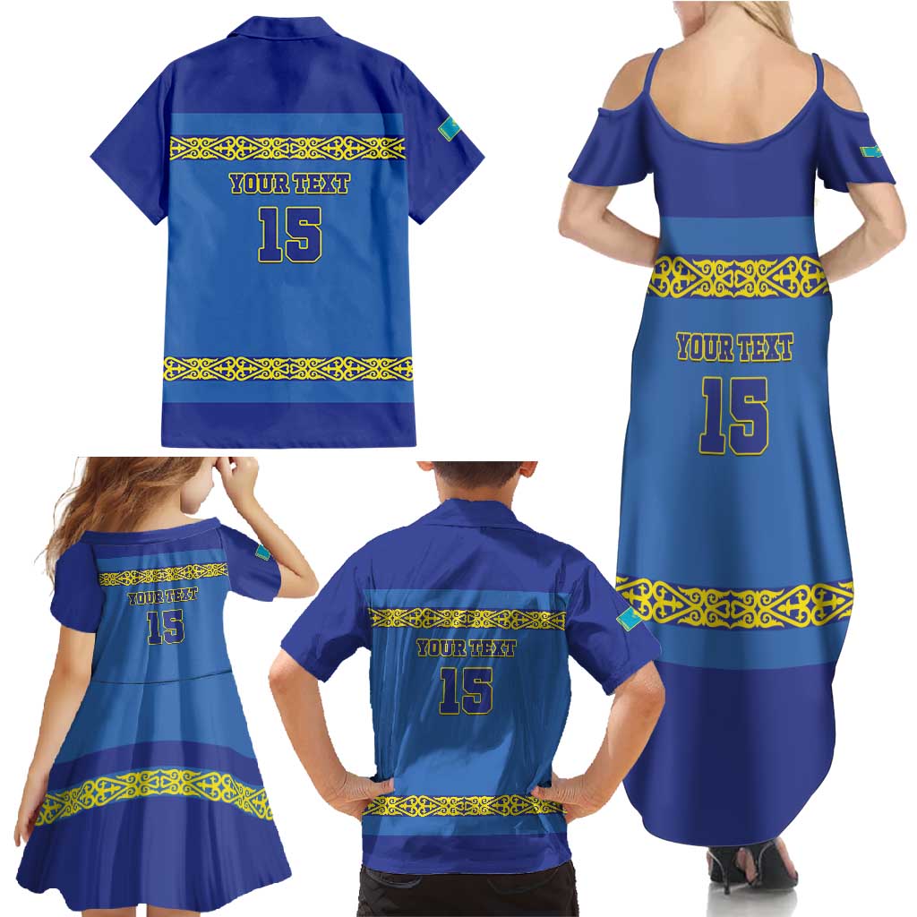 Custom Kazakhstan Hockey Family Matching Summer Maxi Dress and Hawaiian Shirt Go Kazakh - Wonder Print Shop
