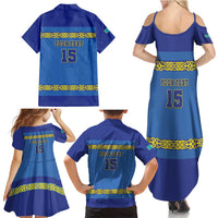 Custom Kazakhstan Hockey Family Matching Summer Maxi Dress and Hawaiian Shirt Go Kazakh - Wonder Print Shop