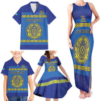 Custom Kazakhstan Hockey Family Matching Tank Maxi Dress and Hawaiian Shirt Go Kazakh - Wonder Print Shop