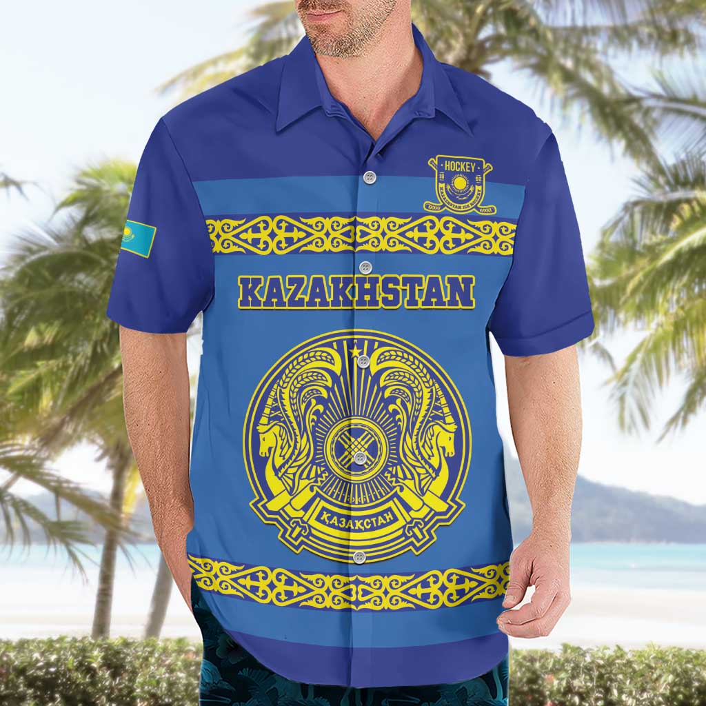 Custom Kazakhstan Hockey Hawaiian Shirt Go Kazakh - Wonder Print Shop