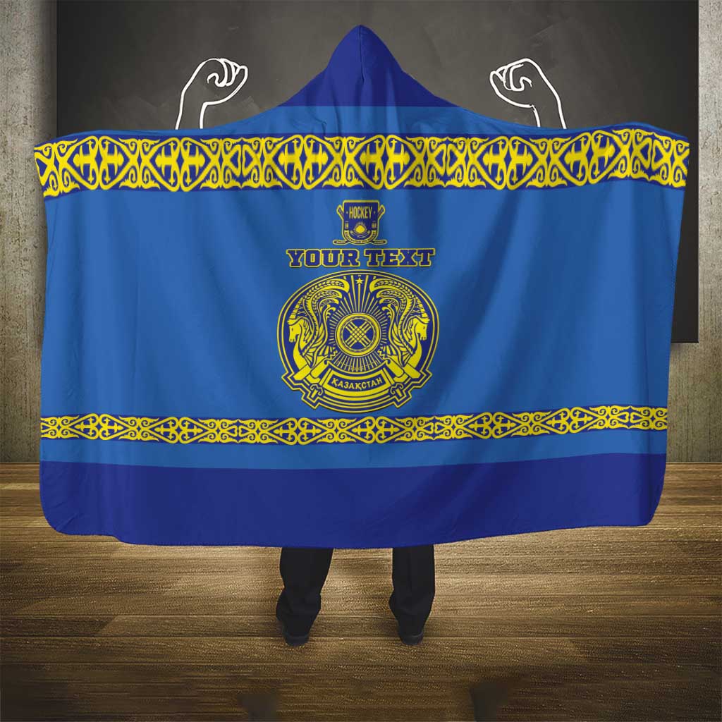 Custom Kazakhstan Hockey Hooded Blanket Go Kazakh