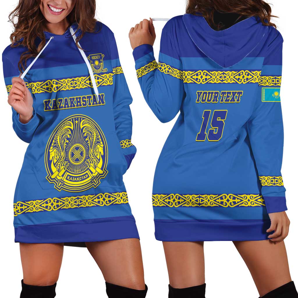 Custom Kazakhstan Hockey Hoodie Dress Go Kazakh - Wonder Print Shop