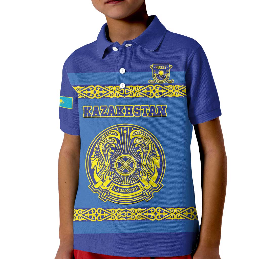 Custom Kazakhstan Hockey Kid Polo Shirt Go Kazakh - Wonder Print Shop