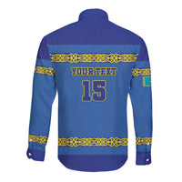Custom Kazakhstan Hockey Long Sleeve Button Shirt Go Kazakh - Wonder Print Shop