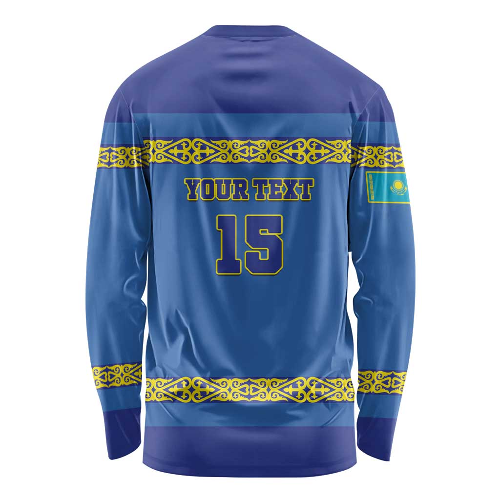 Custom Kazakhstan Hockey Long Sleeve Shirt Go Kazakh - Wonder Print Shop