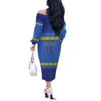 Custom Kazakhstan Hockey Off The Shoulder Long Sleeve Dress Go Kazakh - Wonder Print Shop