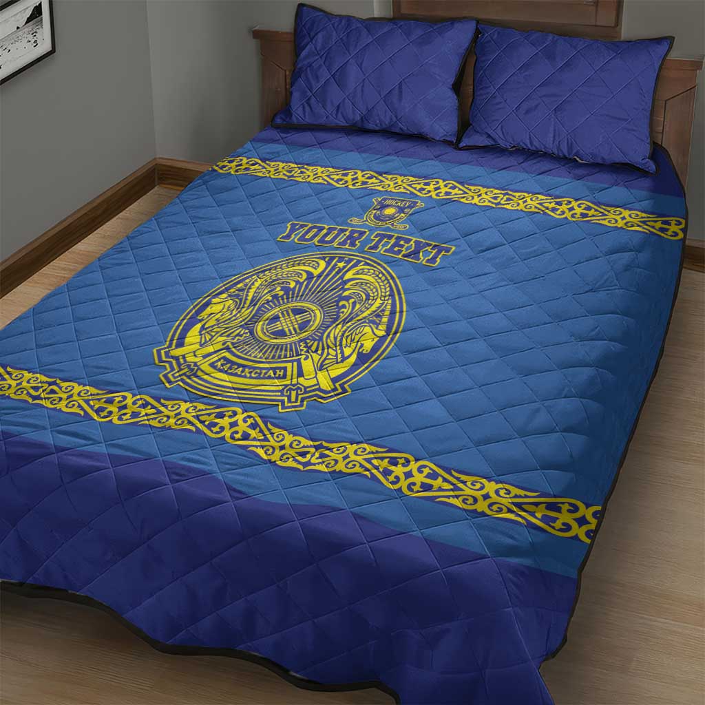 Custom Kazakhstan Hockey Quilt Bed Set Go Kazakh - Wonder Print Shop