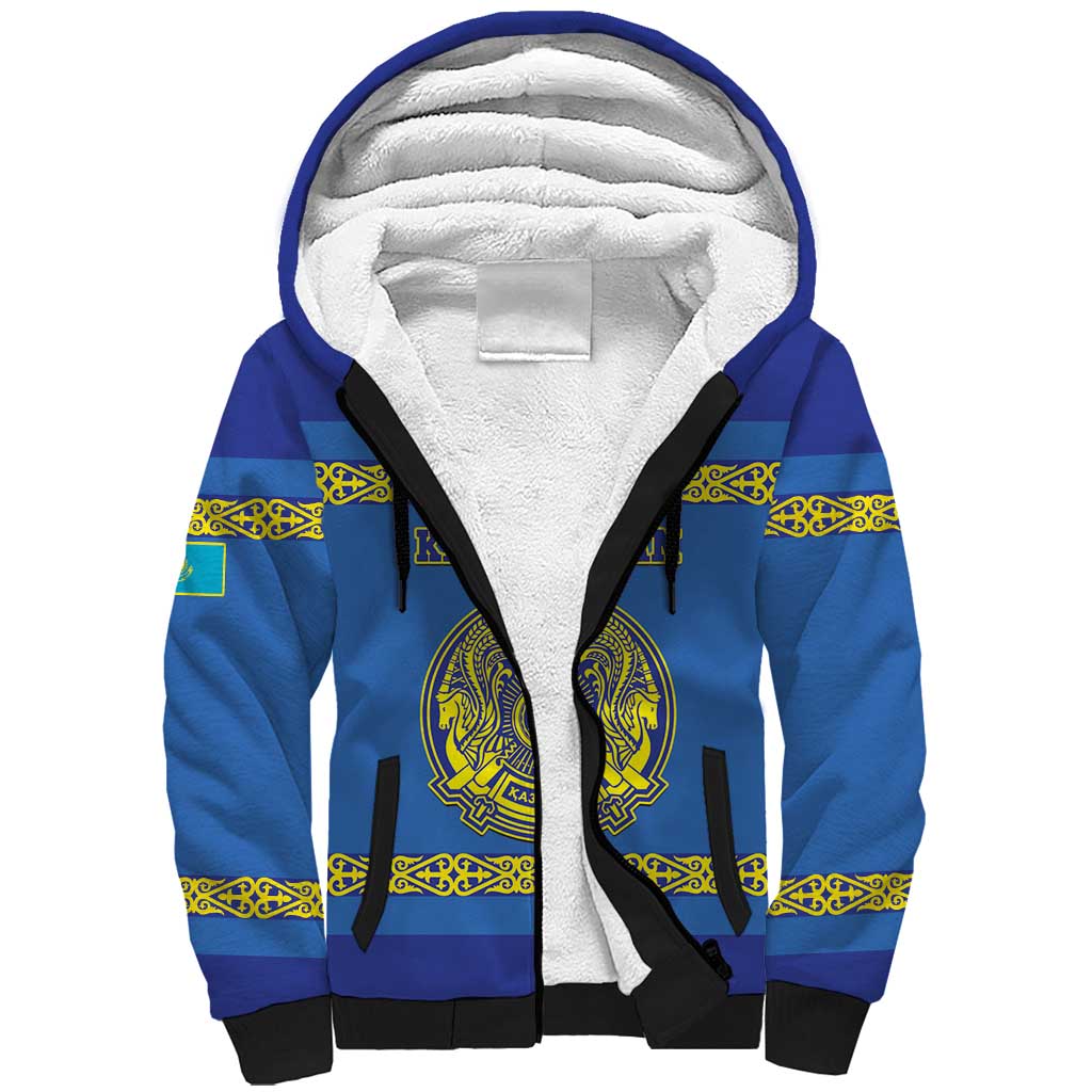 Custom Kazakhstan Hockey Sherpa Hoodie Go Kazakh - Wonder Print Shop