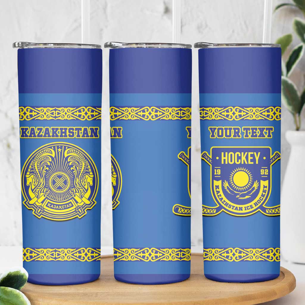 Custom Kazakhstan Hockey Skinny Tumbler Go Kazakh - Wonder Print Shop