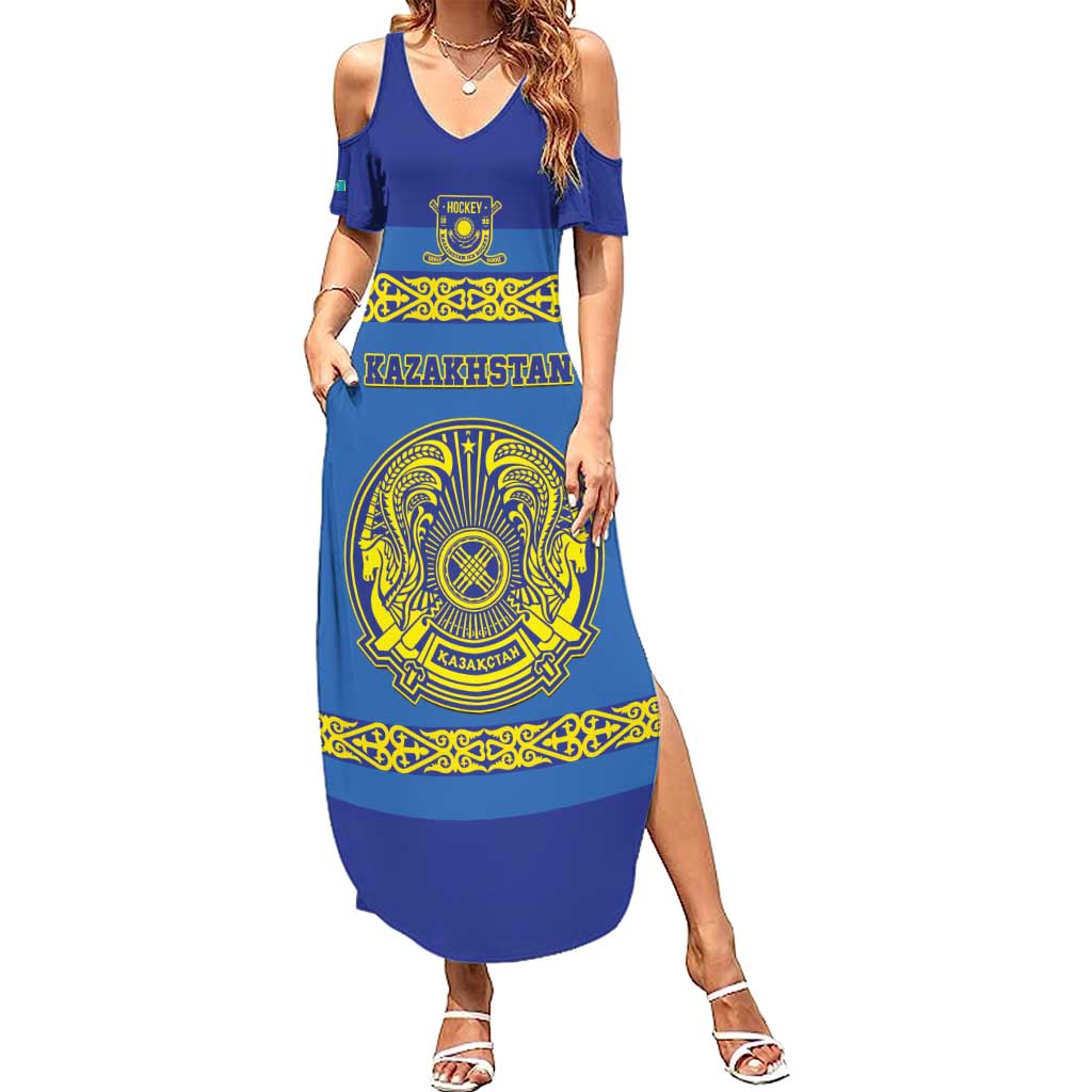 Custom Kazakhstan Hockey Summer Maxi Dress Go Kazakh - Wonder Print Shop