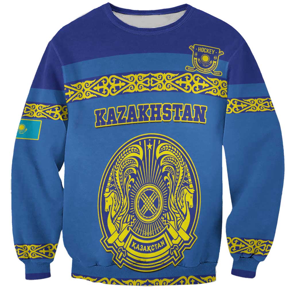 Custom Kazakhstan Hockey Sweatshirt Go Kazakh - Wonder Print Shop