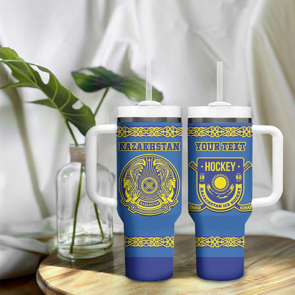 Custom Kazakhstan Hockey Tumbler With Handle Go Kazakh - Wonder Print Shop