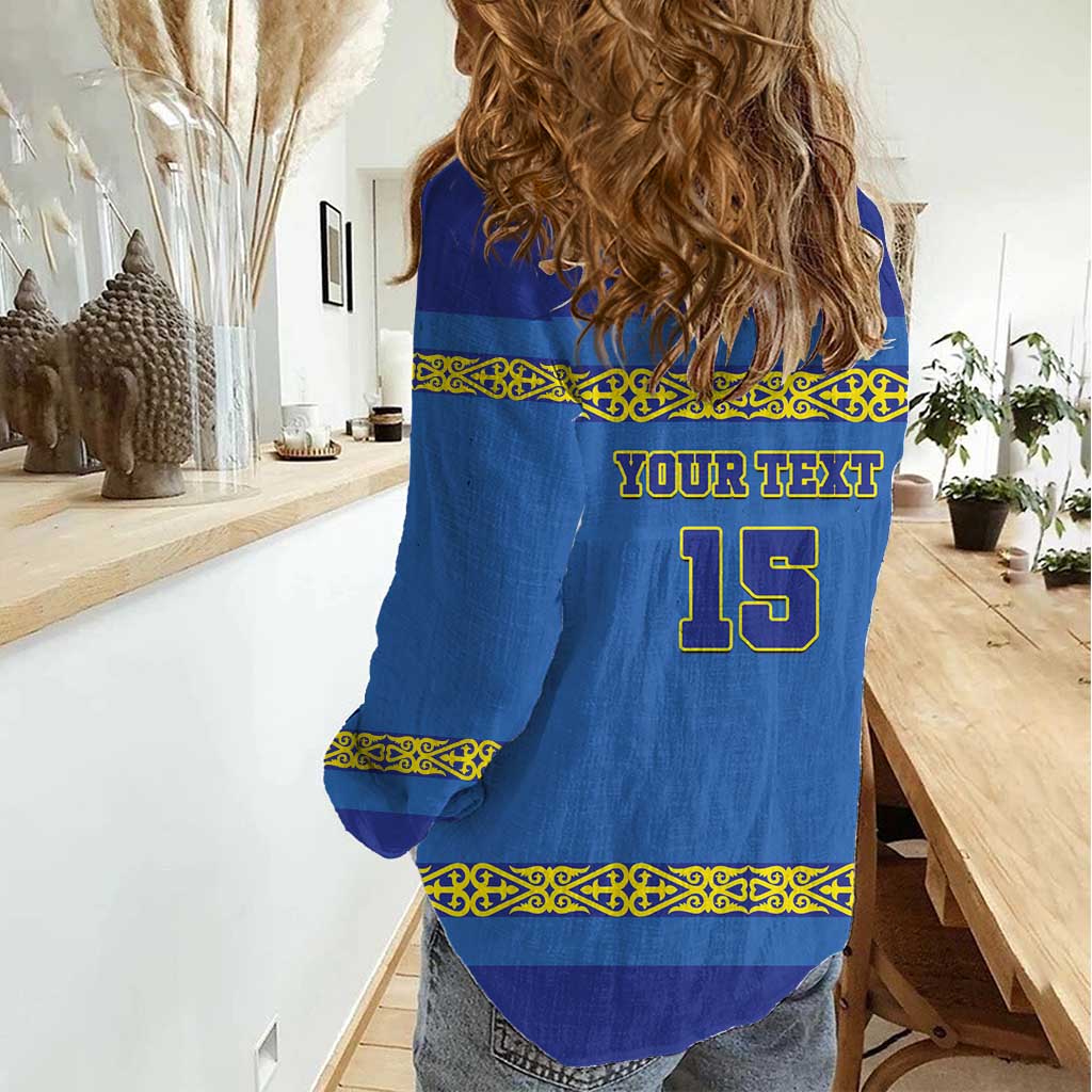 Custom Kazakhstan Hockey Women Casual Shirt Go Kazakh - Wonder Print Shop