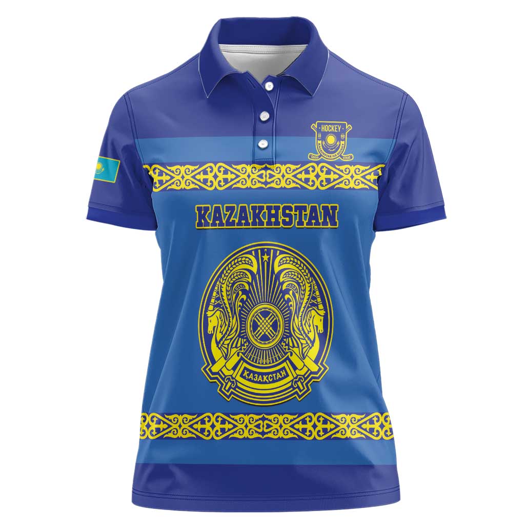 Custom Kazakhstan Hockey Women Polo Shirt Go Kazakh - Wonder Print Shop