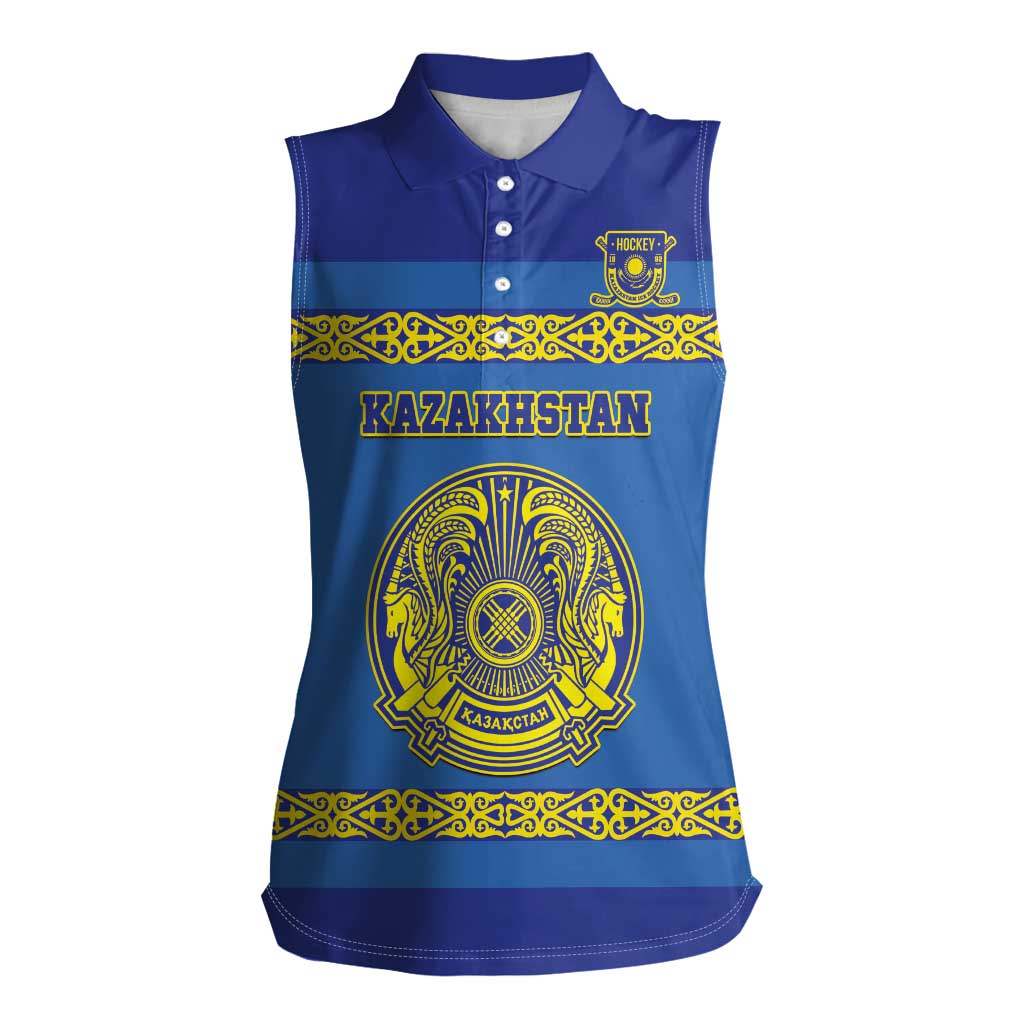 Custom Kazakhstan Hockey Women Sleeveless Polo Shirt Go Kazakh - Wonder Print Shop