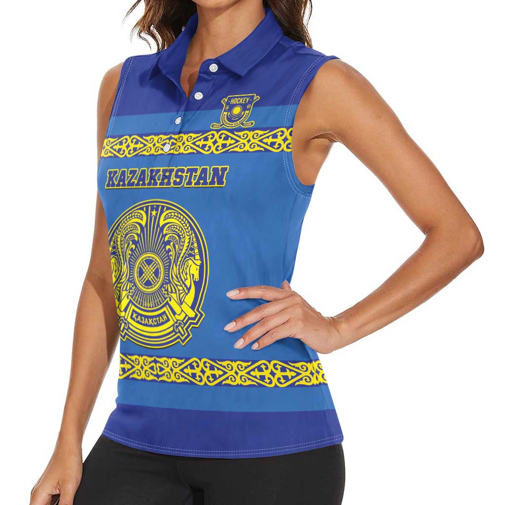 Custom Kazakhstan Hockey Women Sleeveless Polo Shirt Go Kazakh - Wonder Print Shop