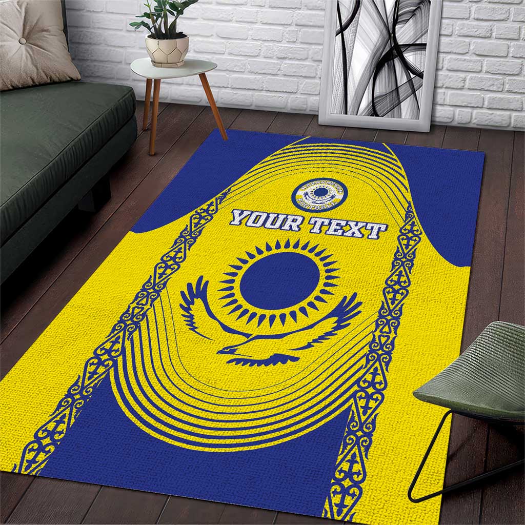 Custom Kazakhstan Football Area Rug Go The Hawks - Wonder Print Shop
