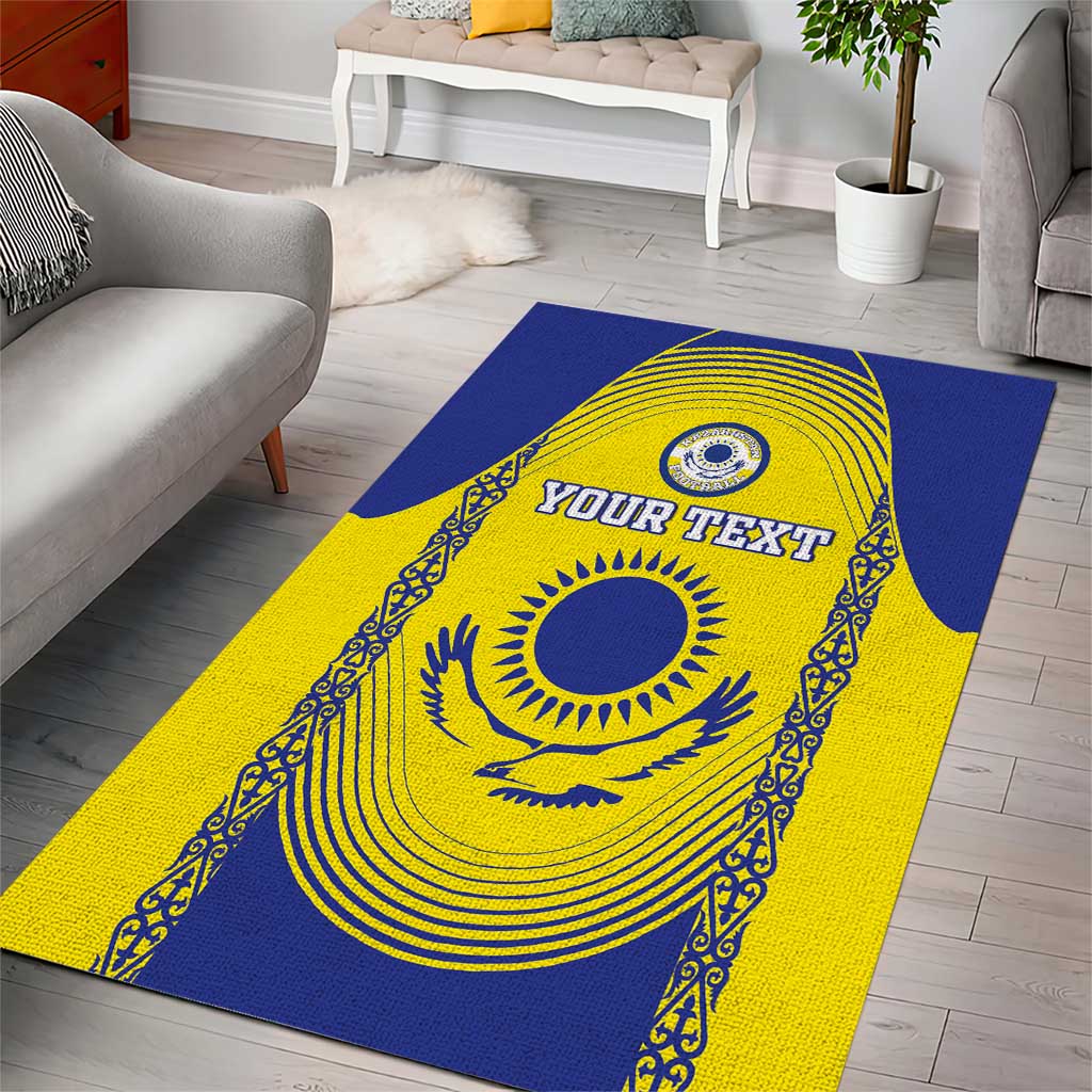 Custom Kazakhstan Football Area Rug Go The Hawks - Wonder Print Shop