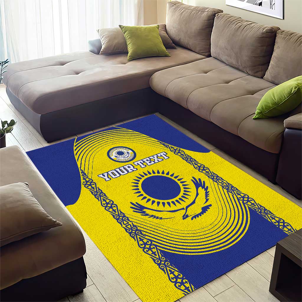 Custom Kazakhstan Football Area Rug Go The Hawks - Wonder Print Shop