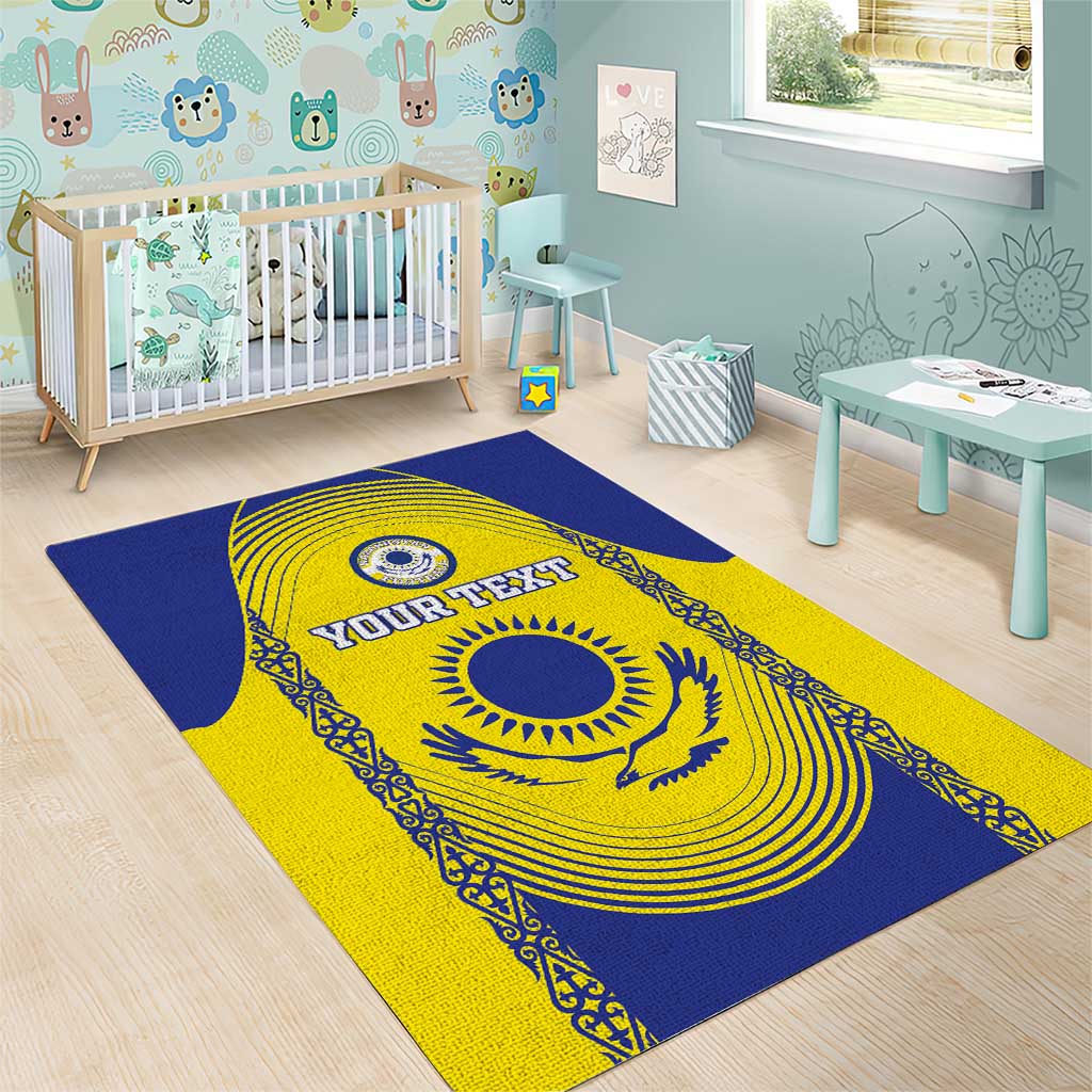 Custom Kazakhstan Football Area Rug Go The Hawks - Wonder Print Shop