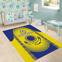 Custom Kazakhstan Football Area Rug Go The Hawks - Wonder Print Shop