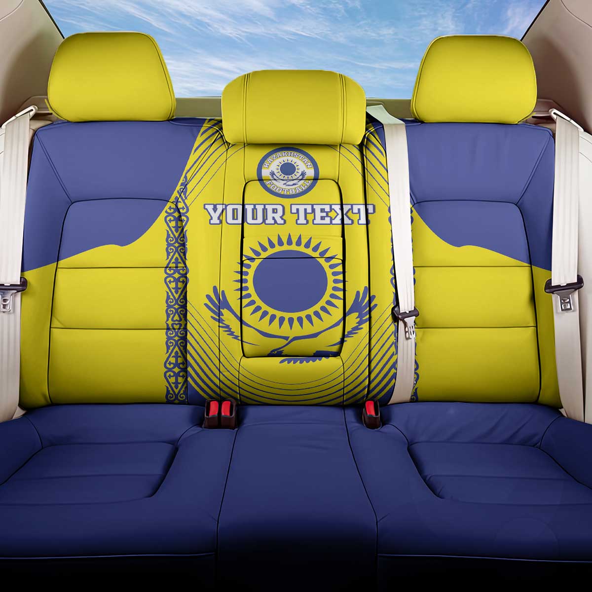 Custom Kazakhstan Football Back Car Seat Cover Go The Hawks - Wonder Print Shop