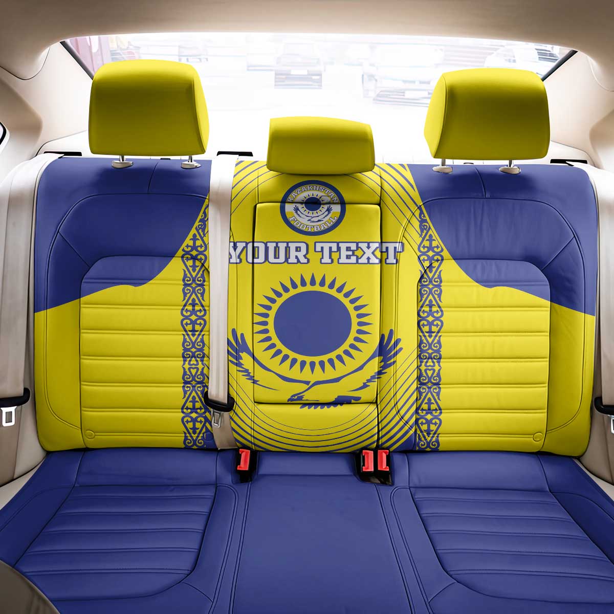 Custom Kazakhstan Football Back Car Seat Cover Go The Hawks - Wonder Print Shop
