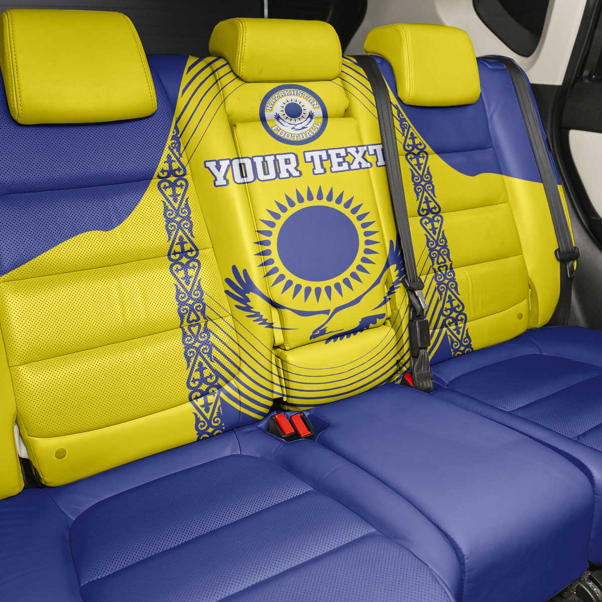 Custom Kazakhstan Football Back Car Seat Cover Go The Hawks - Wonder Print Shop