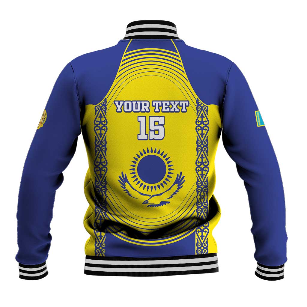 Custom Kazakhstan Football Baseball Jacket Go The Hawks - Wonder Print Shop