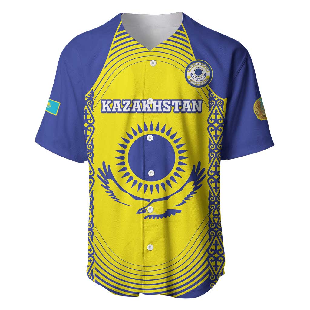 Custom Kazakhstan Football Baseball Jersey Go The Hawks - Wonder Print Shop