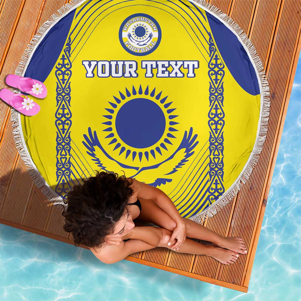 Custom Kazakhstan Football Beach Blanket Go The Hawks - Wonder Print Shop