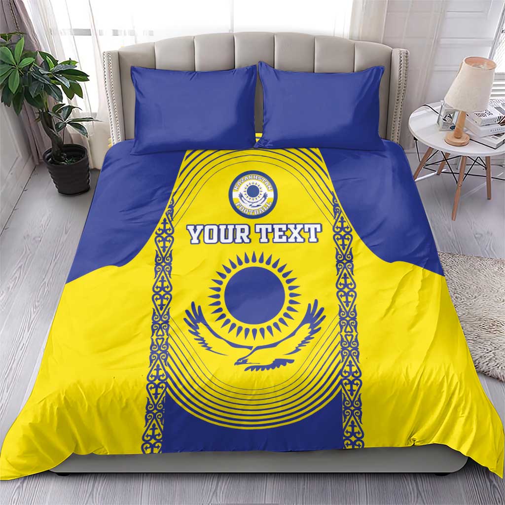 Custom Kazakhstan Football Bedding Set Go The Hawks - Wonder Print Shop
