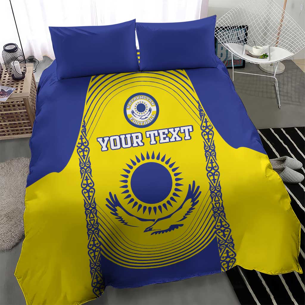 Custom Kazakhstan Football Bedding Set Go The Hawks - Wonder Print Shop