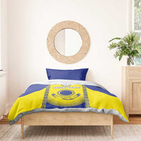 Custom Kazakhstan Football Bedding Set Go The Hawks - Wonder Print Shop