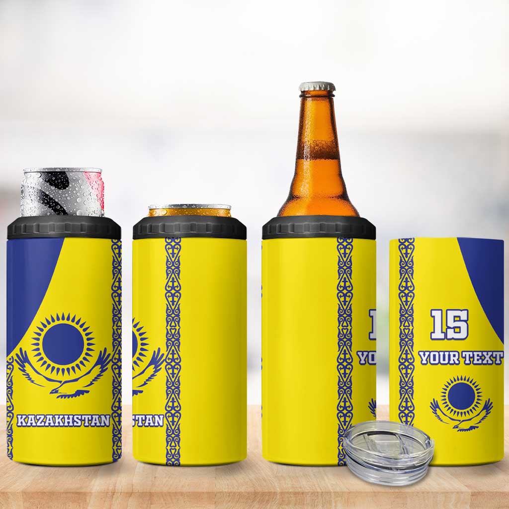 Custom Kazakhstan Football 4 in 1 Can Cooler Tumbler Go The Hawks - Wonder Print Shop